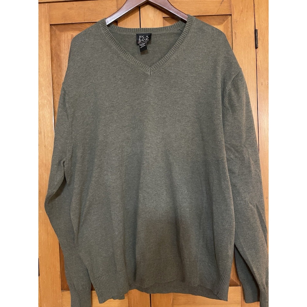 Jos. A Bank Men's Sweater Pima Cotton XL Green Grandpa Core V Neck Classic